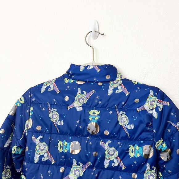 [Disney] Toy Story Buzz Lightyear Lightweight Puffer Jacket Space Aliens Sz 7-8 - Picture 8 of 12
